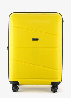 Средний чемодан V&V Travel Peace на 85/97 л из полипропилена Желтый