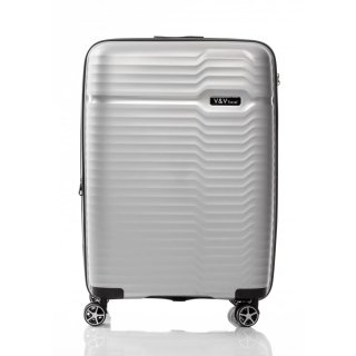 Средний чемодан V&V Travel Summer Breeze на 85/97 л весом 3,2 кг из полипропилена Серебристый