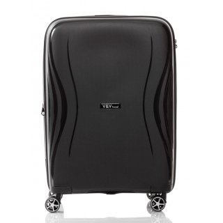 Средний чемодан V&V Travel TIFFANY на 85/97 л весом 3,2 кг из полипропилена Черный