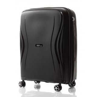 Средний чемодан V&V Travel TIFFANY на 85/97 л весом 3,2 кг из полипропилена Черный