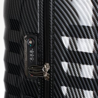 Средний элитный чемодан из поликарбоната и кожи 71 л Roncato Uno Zip Delux Limited Edition, карбон