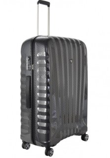 Средний элитный чемодан из поликарбоната и кожи 71 л Roncato Uno Zip Delux Limited Edition, карбон
