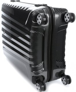 Средний элитный чемодан из поликарбоната и кожи 71 л Roncato Uno Zip Delux Limited Edition, карбон