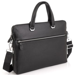 Сумка для ноутбука из натуральной кожи Tiding Bag Черная