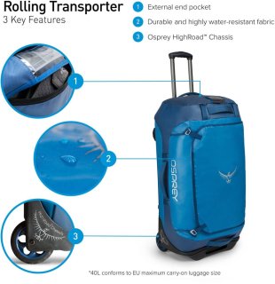 Сумка на колесах Osprey Rolling Transporter на 40 л весом 2.7 кг Серый