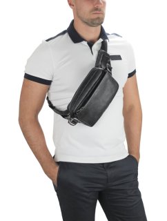 Сумка на пояс із натуральної шкіри Tiding Bag Чорна