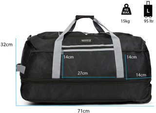 Сумка на трьох колесах TravelZ Wheelbag Doubleloader з розширенням на 80/95 л Чорна