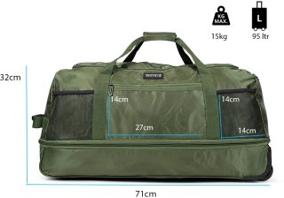 Сумка на трьох колесах TravelZ Wheelbag Doubleloader з розширенням на 80/95 л Зелена