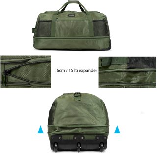 Сумка на трьох колесах TravelZ Wheelbag Doubleloader з розширенням на 80/95 л Зелена