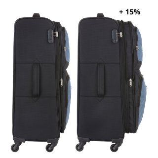 TravelZ Tripple Pocket (L) Black 85/97 л чемодан из полиэстера на 4 колесах черный