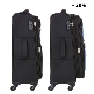 TravelZ Tripple Pocket (M) Black 55/65 л чемодан из полиэстера на 4 колесах черный