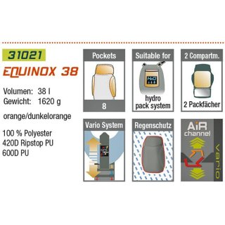 Туристичний рюкзак High Peak Equinox 38 (Orange/Dark Orange)