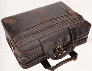 Вместительная мужская кожаная сумка с отделом для ноутбука 17 дюймов Tiding Bag