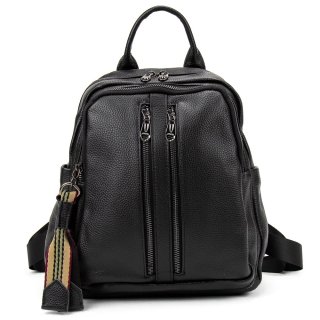 Женский кожаный рюкзак на два отдела Olivia Leather Черный