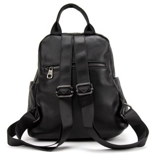 Женский кожаный рюкзак на два отдела Olivia Leather Черный
