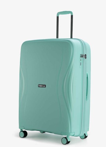 Большой чемодан V&V Travel Flash light 2.0 с расширением на 115/125 л весом 4,3 кг из полипропилена Бирюзовый Большой чемодан V&V Travel Flash light 2.0 с расширением на 115/125 л весом 4,3 кг из полипропилена Бирюзовый
