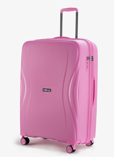 Большой чемодан V&amp;V Travel Flash light 2.0 с расширением на 115/125 л весом 4,3 кг из полипропилена Розовый