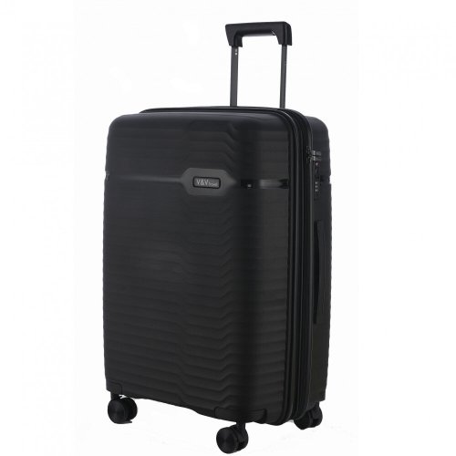 Большой чемодан V&amp;V Travel Summer Breeze на 100/110 л весом 4,3 кг из полипропилена Черный