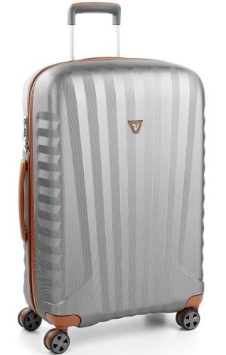 Большой элитный чемодан 72 л Roncato E-LITE Titanium/Cognac