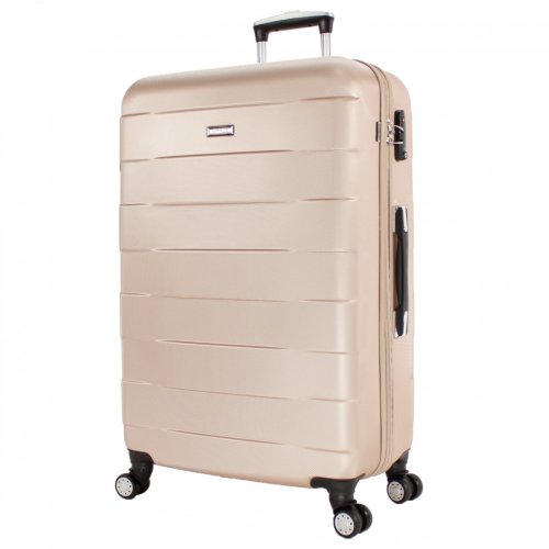 Чемодан гигант из пластика 4-х колесный 110 л March Bumper, золото