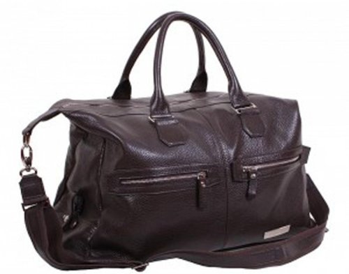 Дорожная кожаная сумка VIP COLLECTION 25 л. коричневая