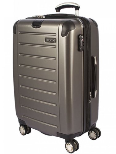 Дорожный пластиковый чемодан гигант 4-х колесный PUCCINI, антрацит