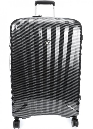 Элитный чемодан гигант из поликарбоната и кожи 113 л Roncato Uno Zip Delux Limited Edition, карбон