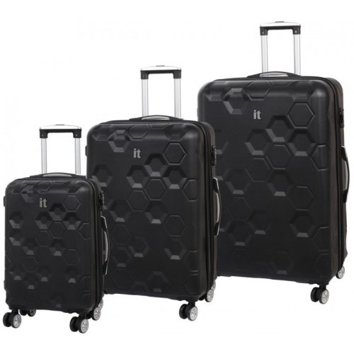 IT Luggage Hexa комплект валіз з ABS пластику на 4 колесах чорний IT Luggage Hexa комплект валіз з ABS пластику на 4 колесах чорний