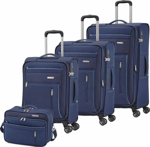 Комплект 4-х колесных чемоданов и сумки для ноутбука Travelite Capri, синий