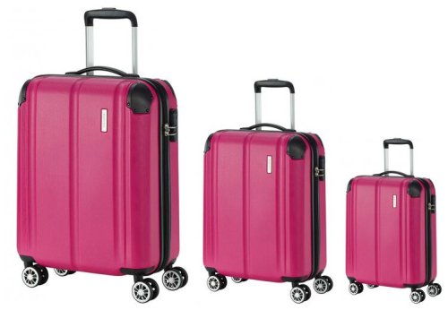Комплект чемоданов Travelite City из пластика на 4-х колесах Розовый Комплект чемоданов Travelite City из пластика на 4-х колесах Розовый