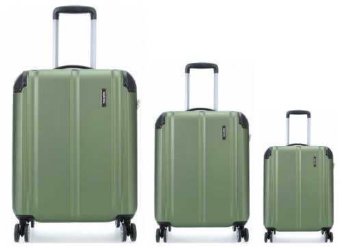 Комплект чемоданов Travelite City из пластика на 4-х колесах Зеленый Комплект чемоданов Travelite City из пластика на 4-х колесах Зеленый