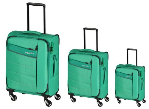 Комплект валіз Travelite Kite з тканини на 4-х колесах Зелений