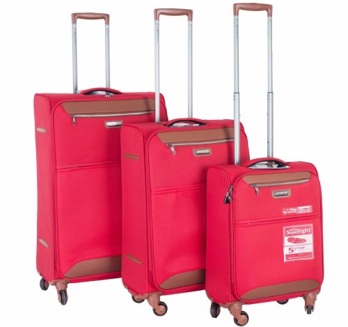 Комплект тканевых 4-х колесных чемоданов (S/M/XL) March Flybird, красный