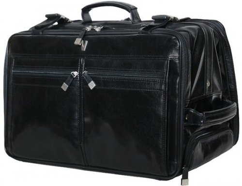 Кожаная дорожная сумка на 2-х колесах 32 л Vip Collection 5225 Black Кожаная дорожная сумка на 2-х колесах 32 л Vip Collection 5225 Black