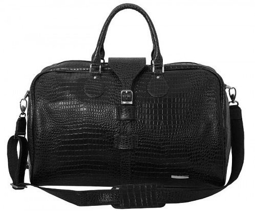 Кожаная дорожная сумка саквояж 45 л VIP COLLECTION, черный