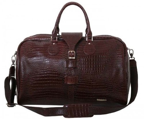 Кожаная дорожная сумка саквояж 45 л VIP COLLECTION, коричневый