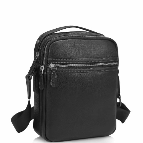 Чоловіча сумка через плече із натуральної шкіри Tiding Bag Чорна