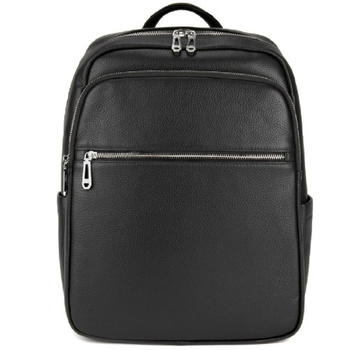 Чоловічий шкіряний рюкзак на два відділи TIDING BAG Чорний