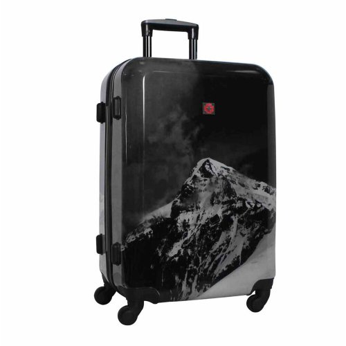 Середня валіза Swissbrand Verbier з полікарбонату з принтом Гори на 67 л вагою 3,7 кг Чорний