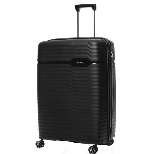 Средний чемодан V&amp;V Travel Summer Breeze на 85/97 л весом 3,2 кг из полипропилена Черный