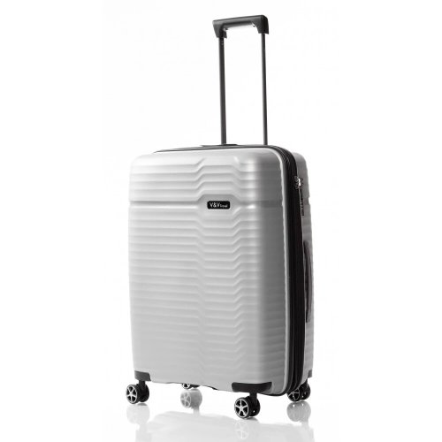 Средний чемодан V&V Travel Summer Breeze на 85/97 л весом 3,2 кг из полипропилена Серебристый Средний чемодан V&V Travel Summer Breeze на 85/97 л весом 3,2 кг из полипропилена Серебристый