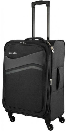 Середня текстильна валіза 66/76 л Travelite Wave, чорний