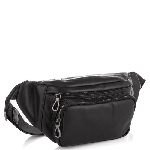 Сумка бананка на пояс, на плечо из натуральной кожи Tiding Bag Черная Сумка бананка на пояс, на плечо из натуральной кожи Tiding Bag Черная