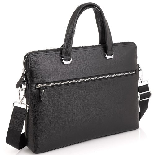 Сумка для ноутбука из натуральной кожи Tiding Bag Черная