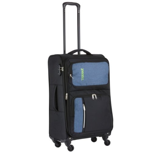 TravelZ Tripple Pocket (M) Black 55/65 л валіза з поліестеру на 4 колесах чорна