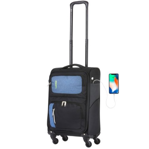 TravelZ Tripple Pocket (S) Black 36 л чемодан из полиэстера на 4 колесах черный