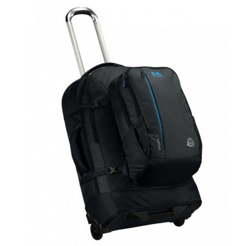 Vango Exodus 60+20 л сумка-рюкзак на колесах из полиэстера серая с синим Vango Exodus 60+20 л сумка-рюкзак на колесах из полиэстера серая с синим