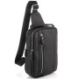 Мужской кожаный слинг на одно плечо Tiding Bag Черный