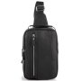 Мужской кожаный слинг на одно плечо Tiding Bag Черный
