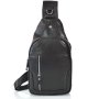 Мужской слинг Tiding Bag из гладкой кожи Черный